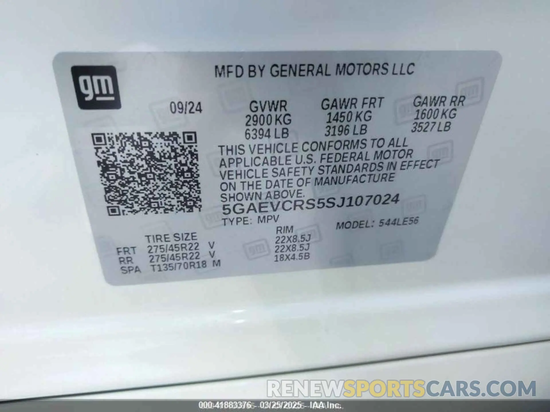 9 fotografías del automóvil dañado 5GAEVCRS5SJ107023 BUICK ENCLAVE 2025