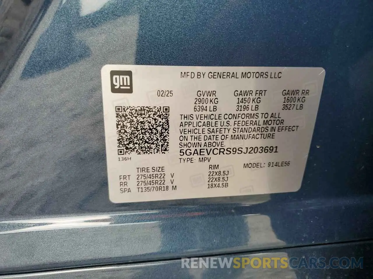 13 fotografías del automóvil dañado 5GAEVCRS9SJ203691 BUICK ENCLAVE 2025