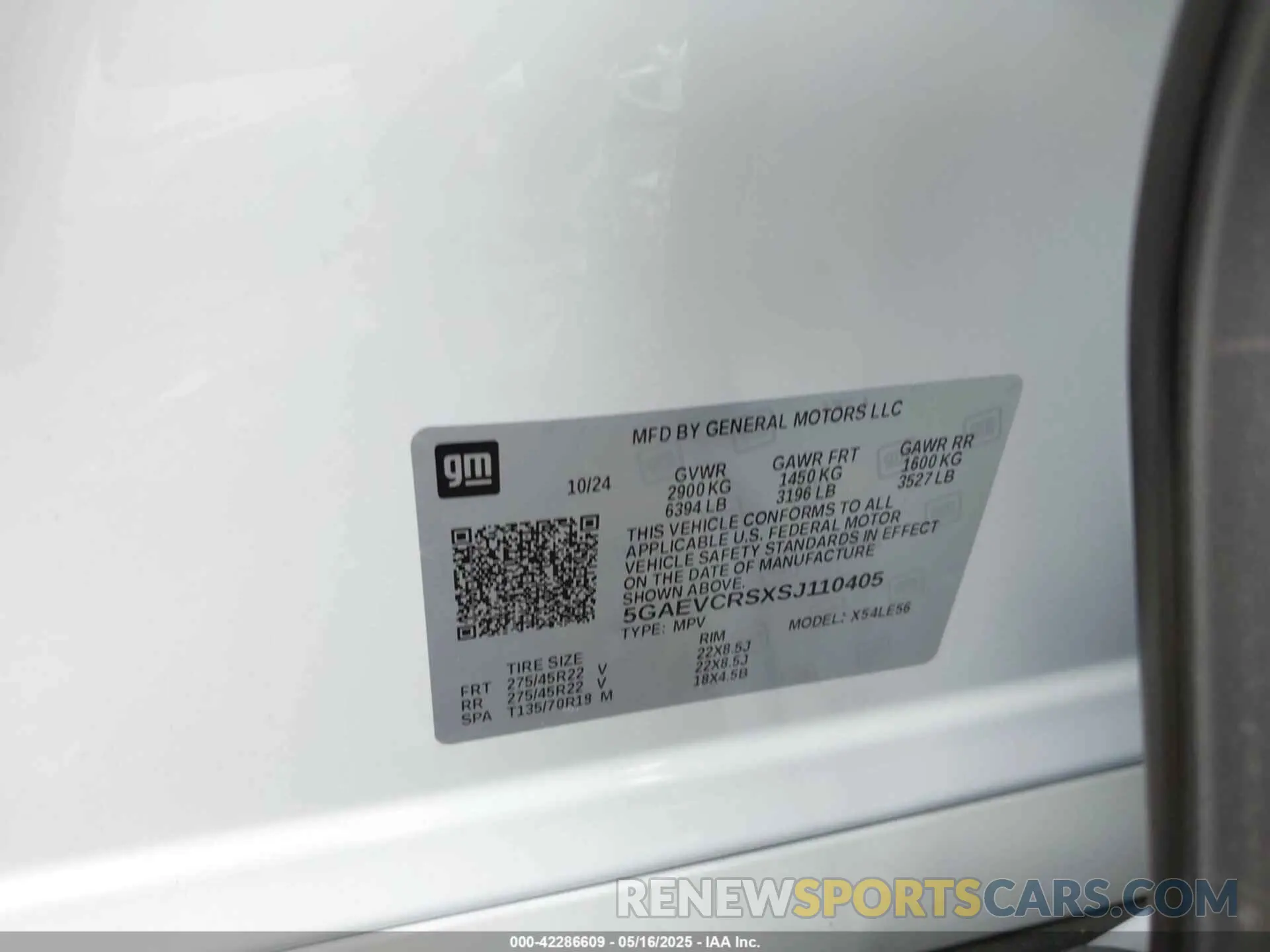9 fotografías del automóvil dañado 5GAEVCRSXSJ110405 BUICK ENCLAVE 2025