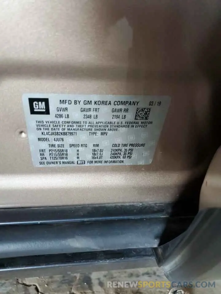 12 fotografías del automóvil dañado KL4CJASB2KB879971 BUICK ENCORE 2019