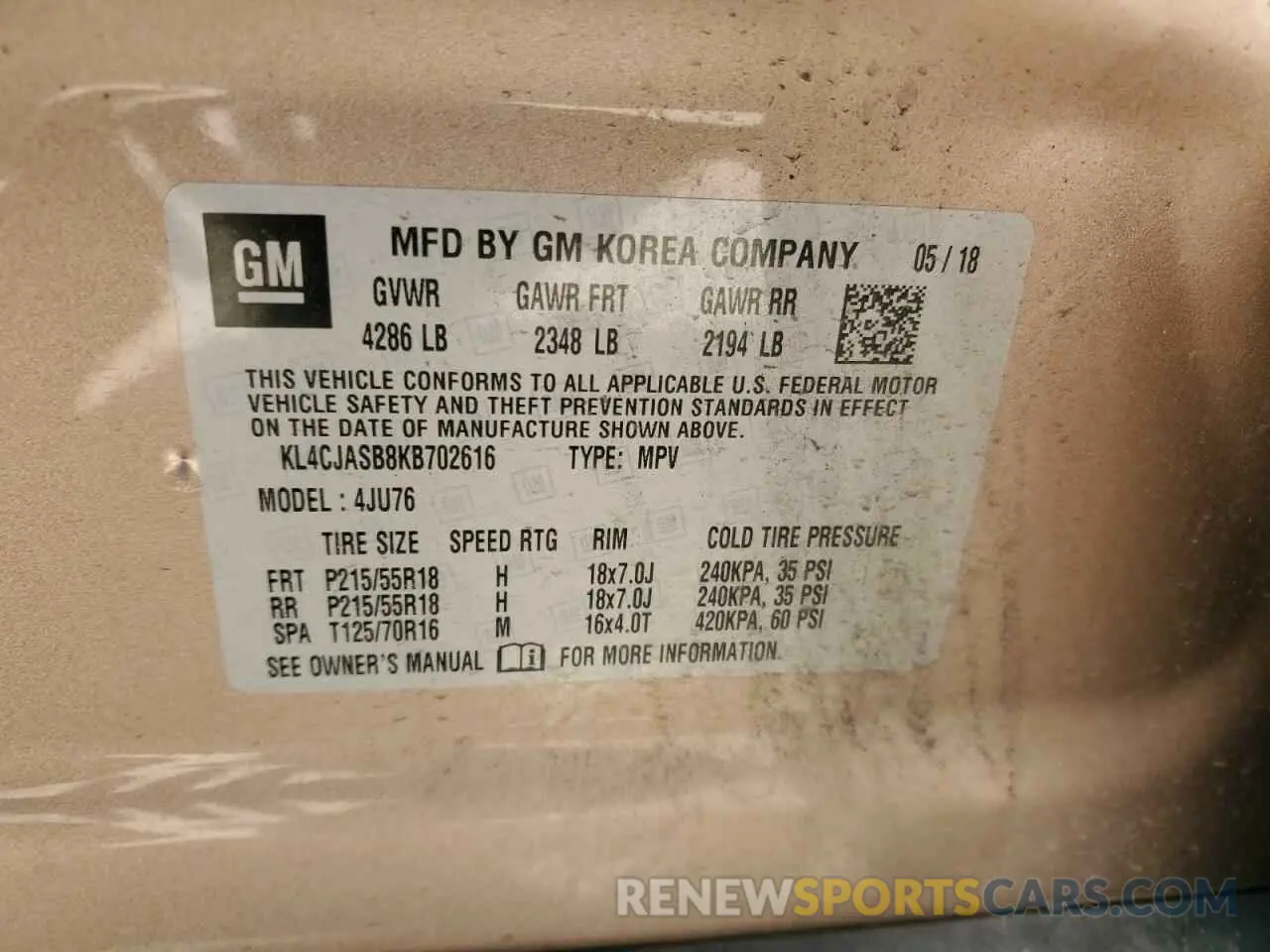 13 fotografías del automóvil dañado KL4CJASB8KB702616 BUICK ENCORE 2019