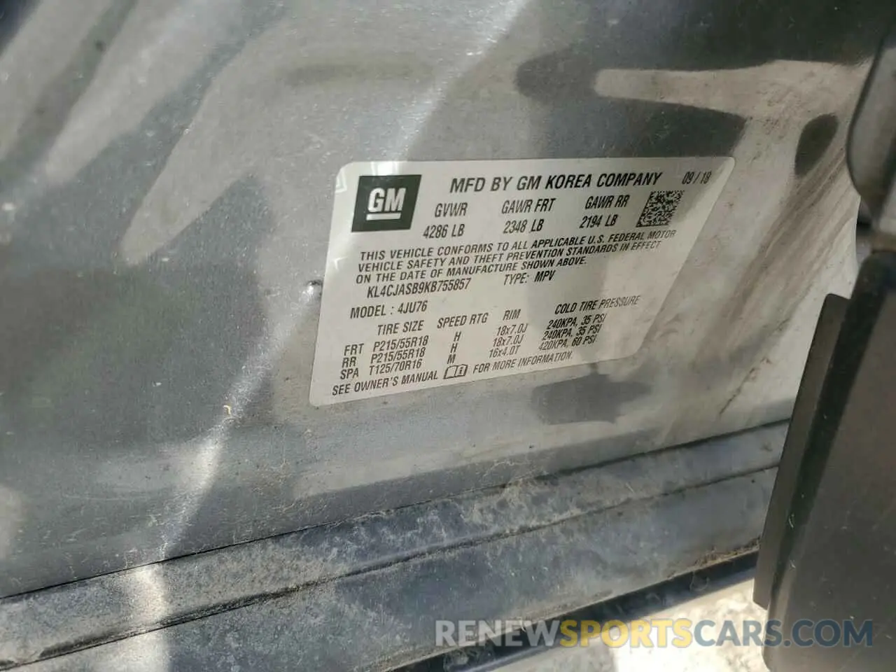 13 fotografías del automóvil dañado KL4CJASB9KB755857 BUICK ENCORE 2019