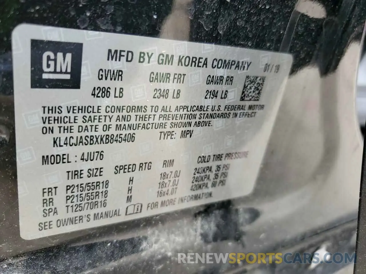 13 fotografías del automóvil dañado KL4CJASBXKB845406 BUICK ENCORE 2019