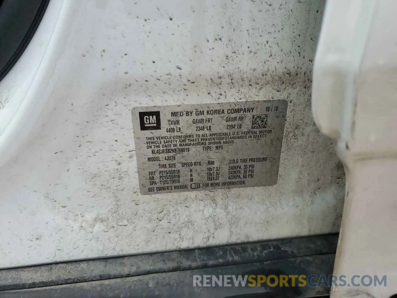 12 fotografías del automóvil dañado KL4CJESB2KB768019 BUICK ENCORE 2019