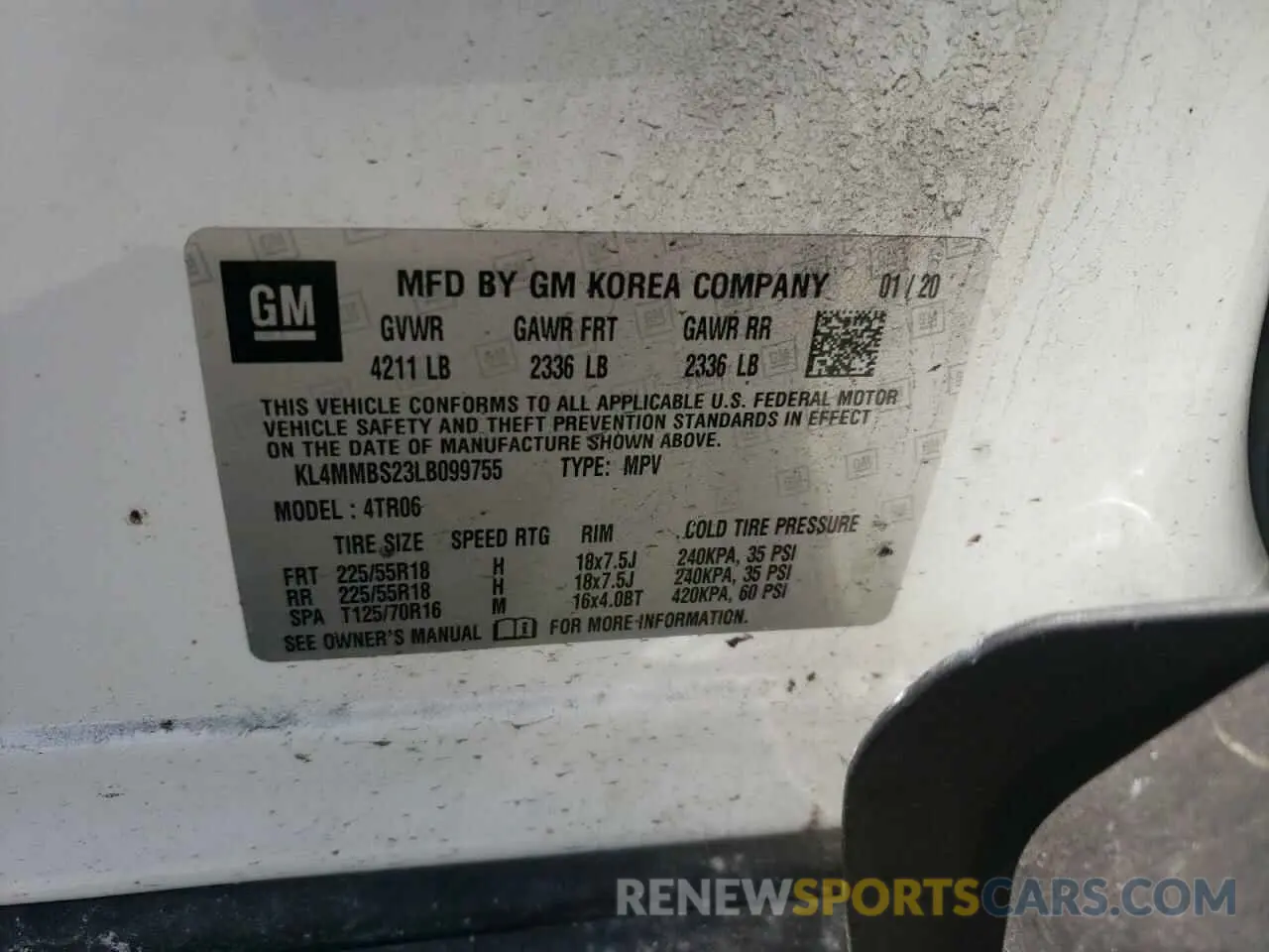 15 fotografías del automóvil dañado KL4MMBS23LB099755 BUICK ENCORE 2020
