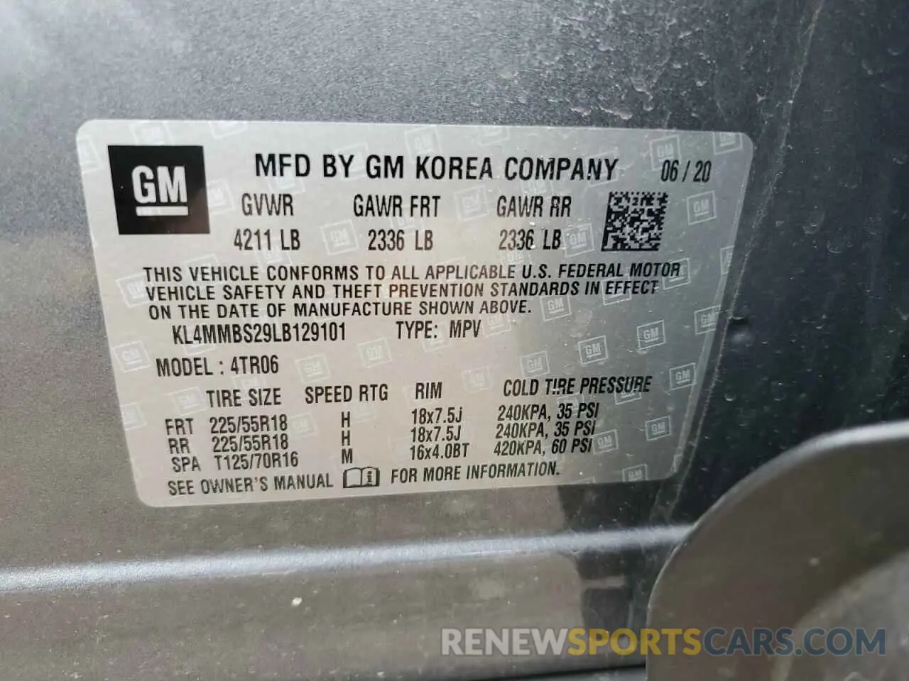 13 fotografías del automóvil dañado KL4MMBS29LB129101 BUICK ENCORE 2020