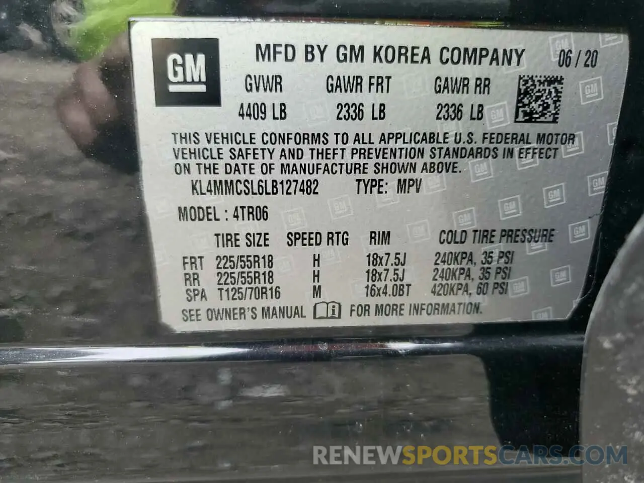 13 fotografías del automóvil dañado KL4MMCSL6LB127482 BUICK ENCORE 2020