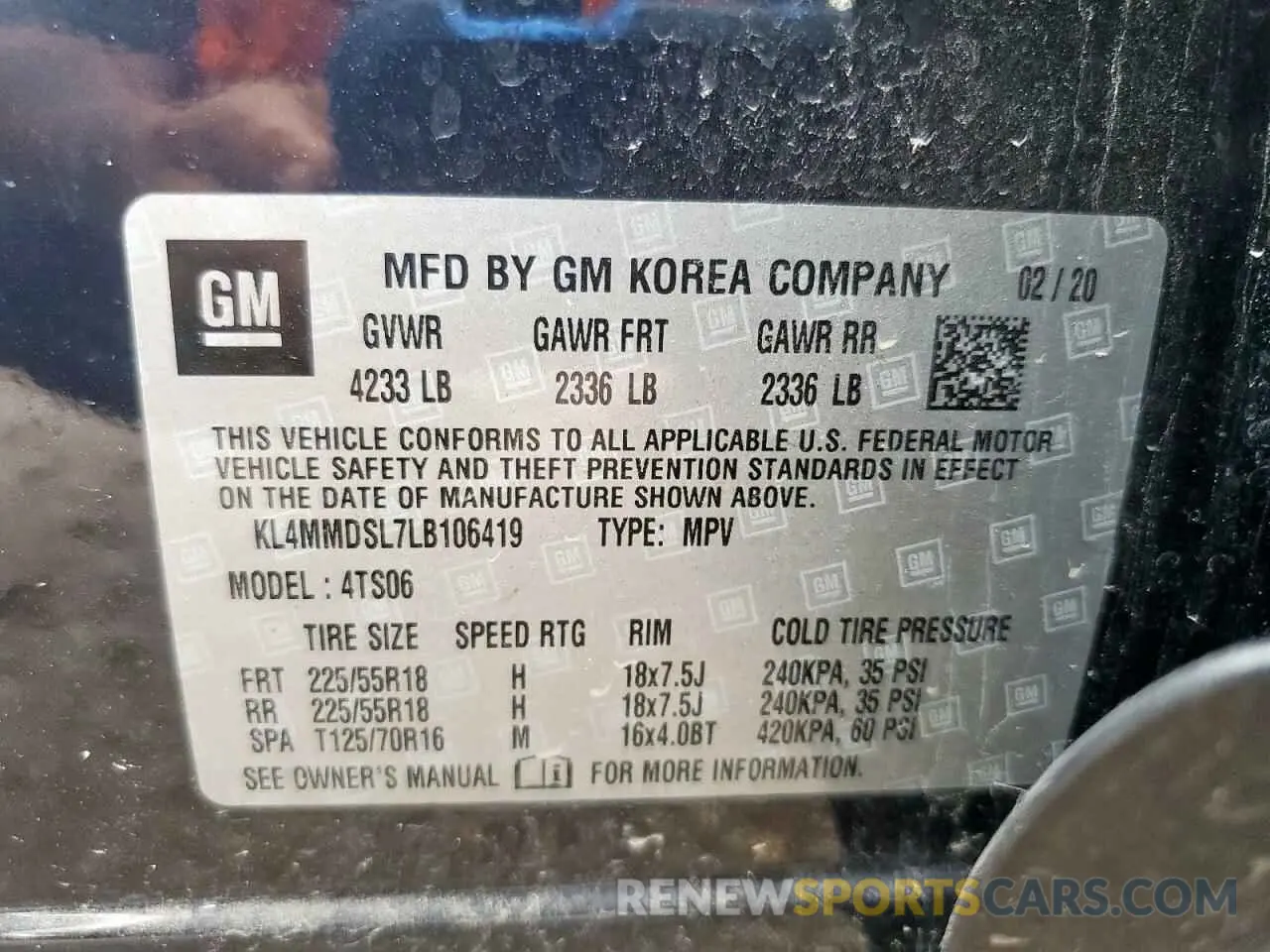 12 fotografías del automóvil dañado KL4MMDSL7LB106419 BUICK ENCORE 2020