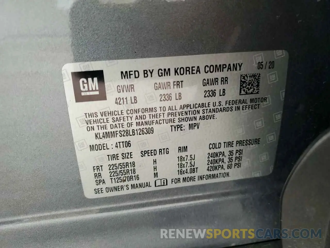 13 fotografías del automóvil dañado KL4MMFS28LB126309 BUICK ENCORE 2020