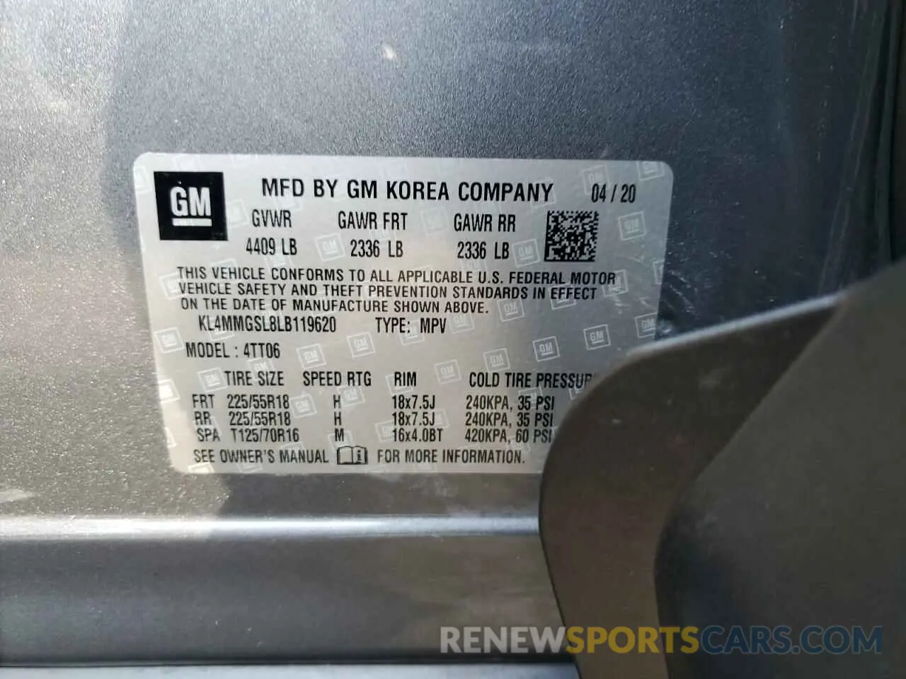 13 fotografías del automóvil dañado KL4MMGSL8LB119620 BUICK ENCORE 2020