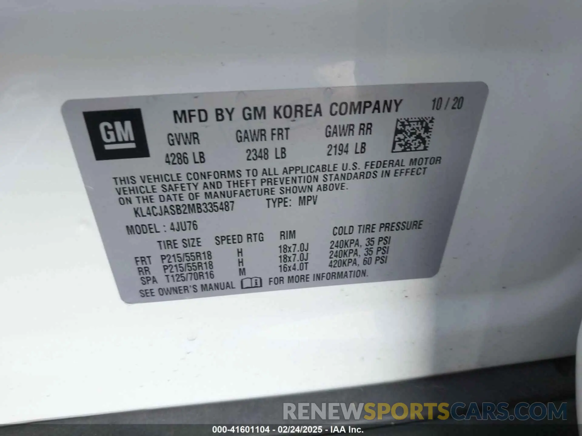 9 fotografías del automóvil dañado KL4CJASB2MB335487 BUICK ENCORE 2021