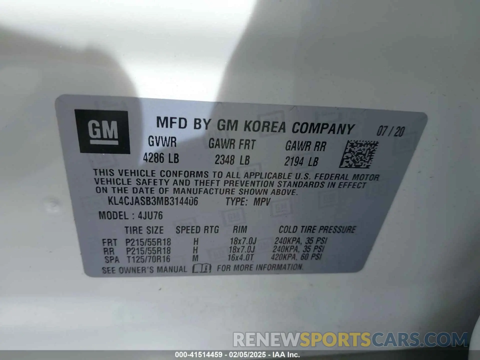 9 fotografías del automóvil dañado KL4CJASB3MB314406 BUICK ENCORE 2021