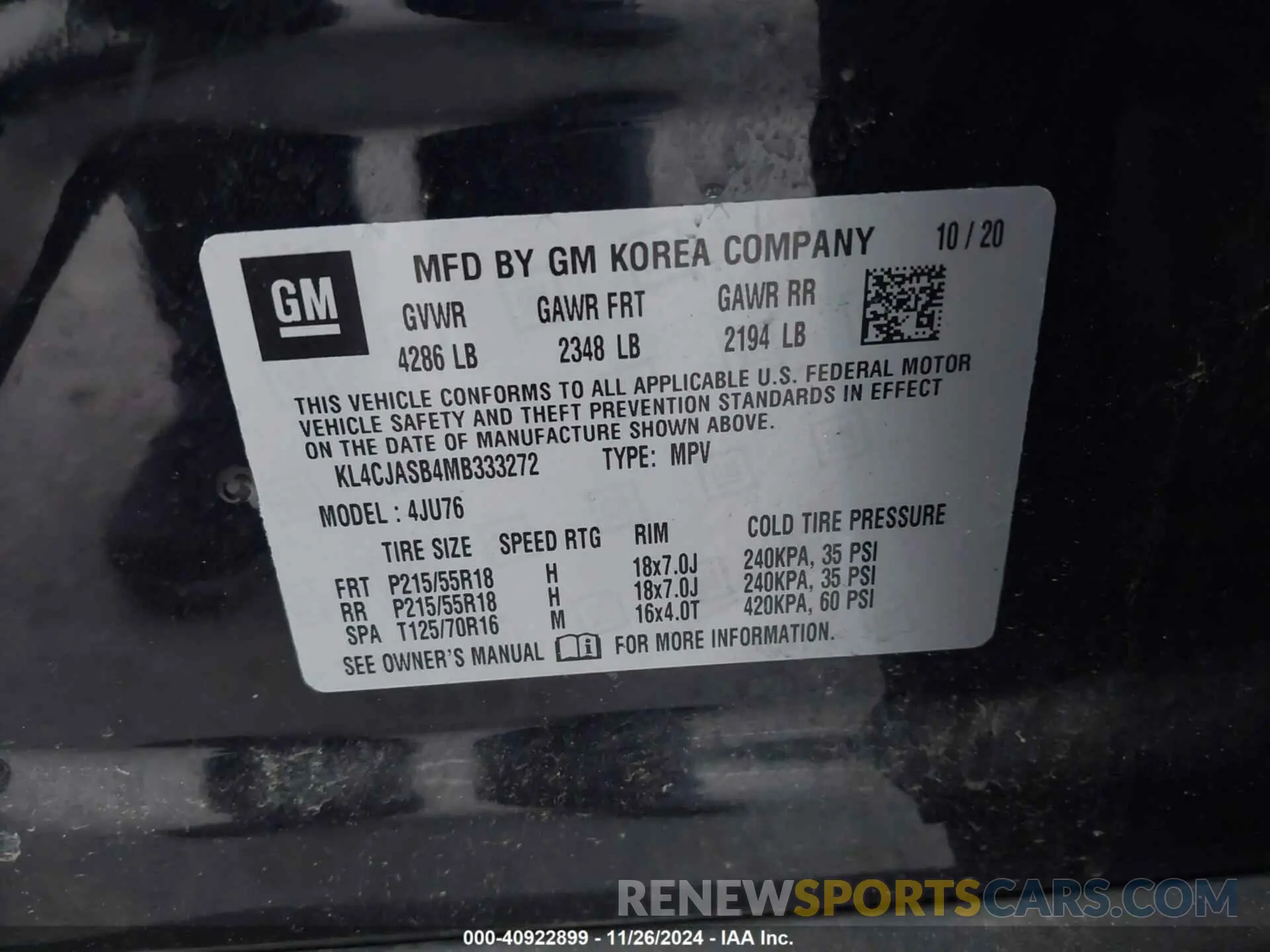 9 fotografías del automóvil dañado KL4CJASB4MB333272 BUICK ENCORE 2021