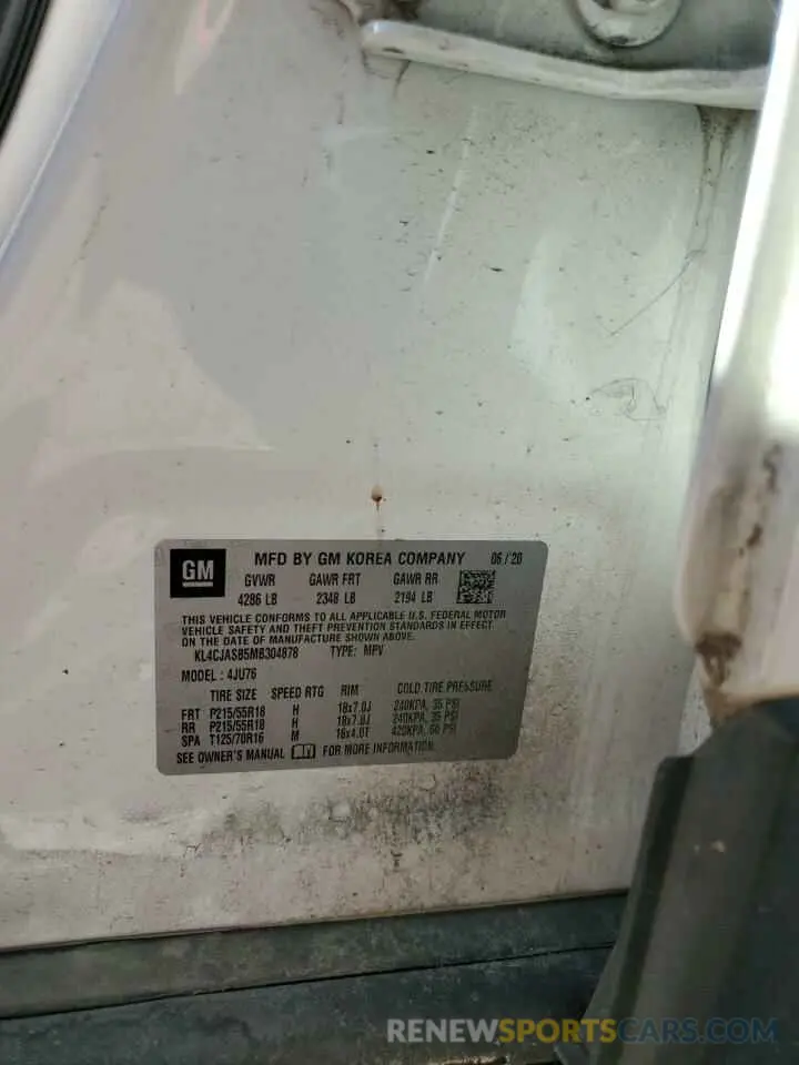 13 fotografías del automóvil dañado KL4CJASB5MB304878 BUICK ENCORE 2021