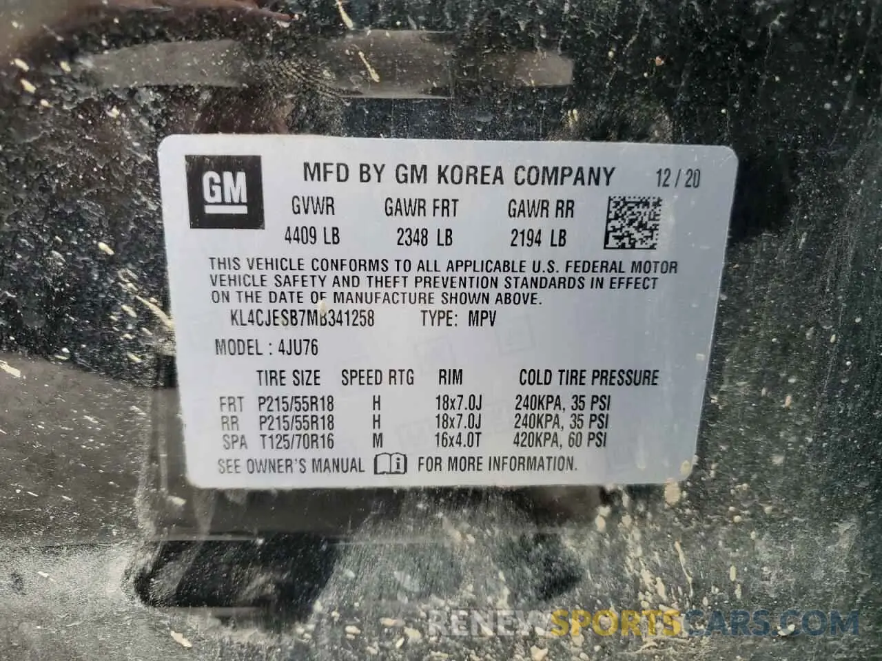 13 fotografías del automóvil dañado KL4CJESB7MB341258 BUICK ENCORE 2021