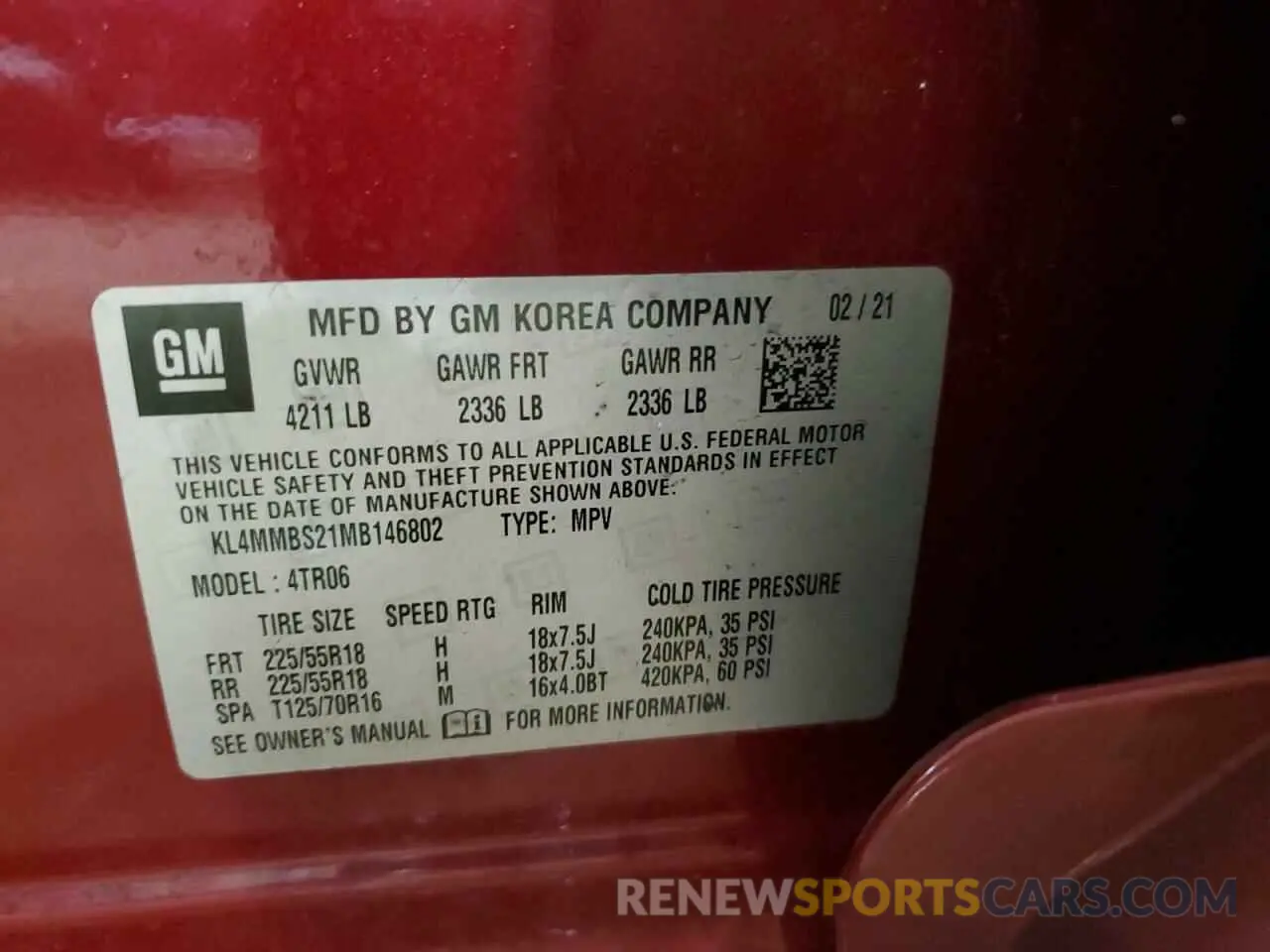 13 fotografías del automóvil dañado KL4MMBS21MB146802 BUICK ENCORE 2021