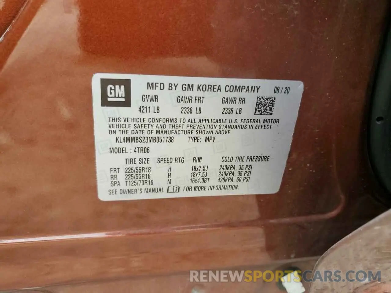 14 fotografías del automóvil dañado KL4MMBS23MB051738 BUICK ENCORE 2021