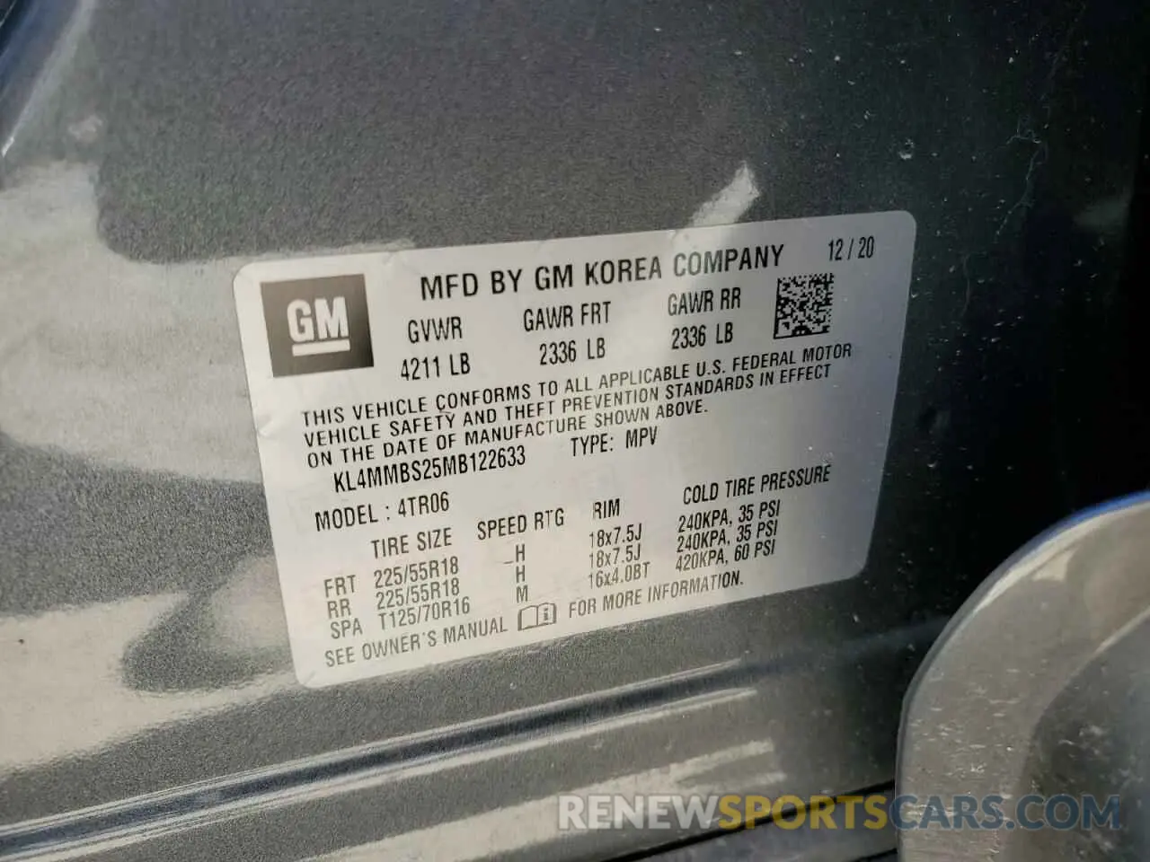 13 fotografías del automóvil dañado KL4MMBS25MB122633 BUICK ENCORE 2021
