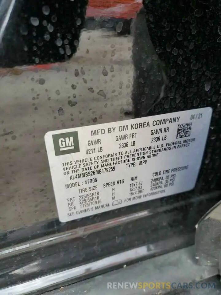 13 fotografías del automóvil dañado KL4MMBS26MB179259 BUICK ENCORE 2021