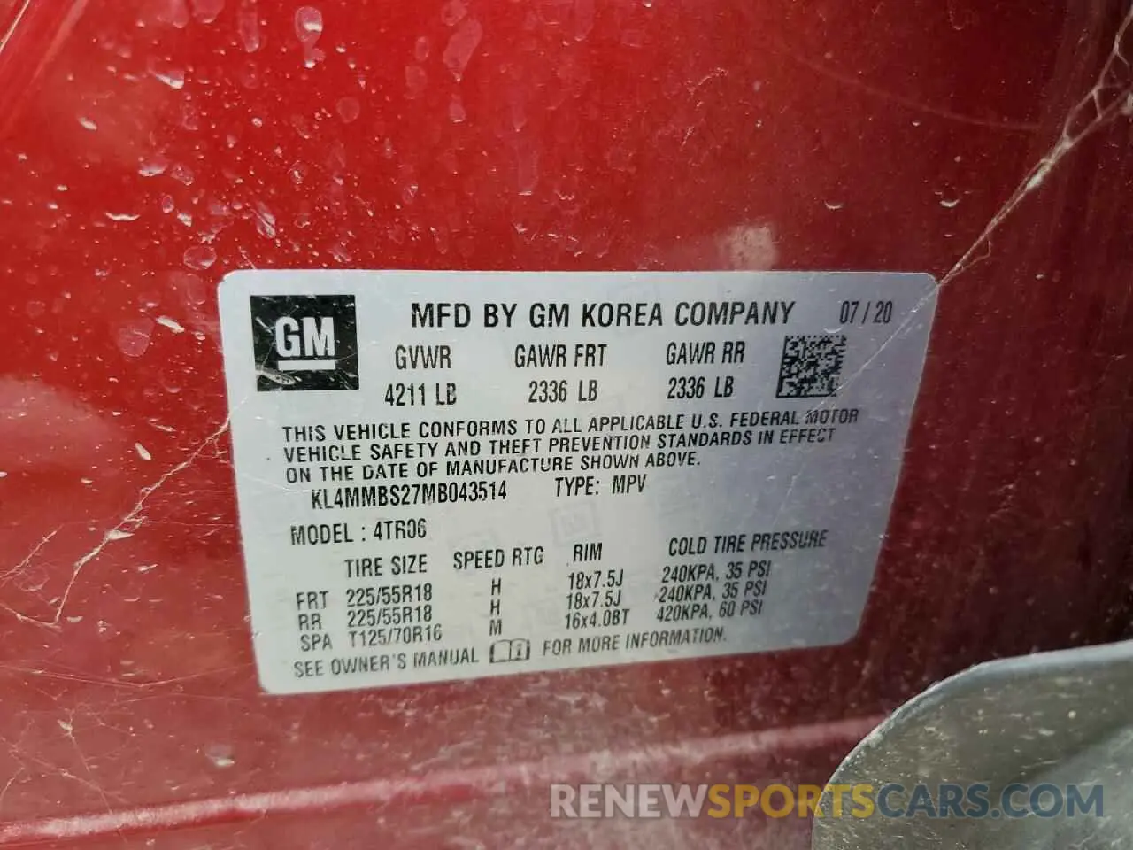 14 fotografías del automóvil dañado KL4MMBS27MB043514 BUICK ENCORE 2021
