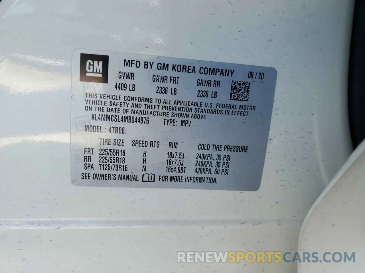 14 fotografías del automóvil dañado KL4MMCSL4MB044876 BUICK ENCORE 2021