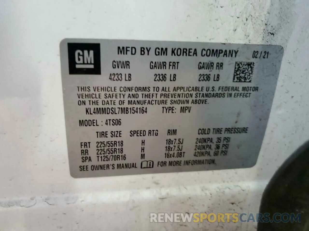 14 fotografías del automóvil dañado KL4MMDSL7MB154164 BUICK ENCORE 2021