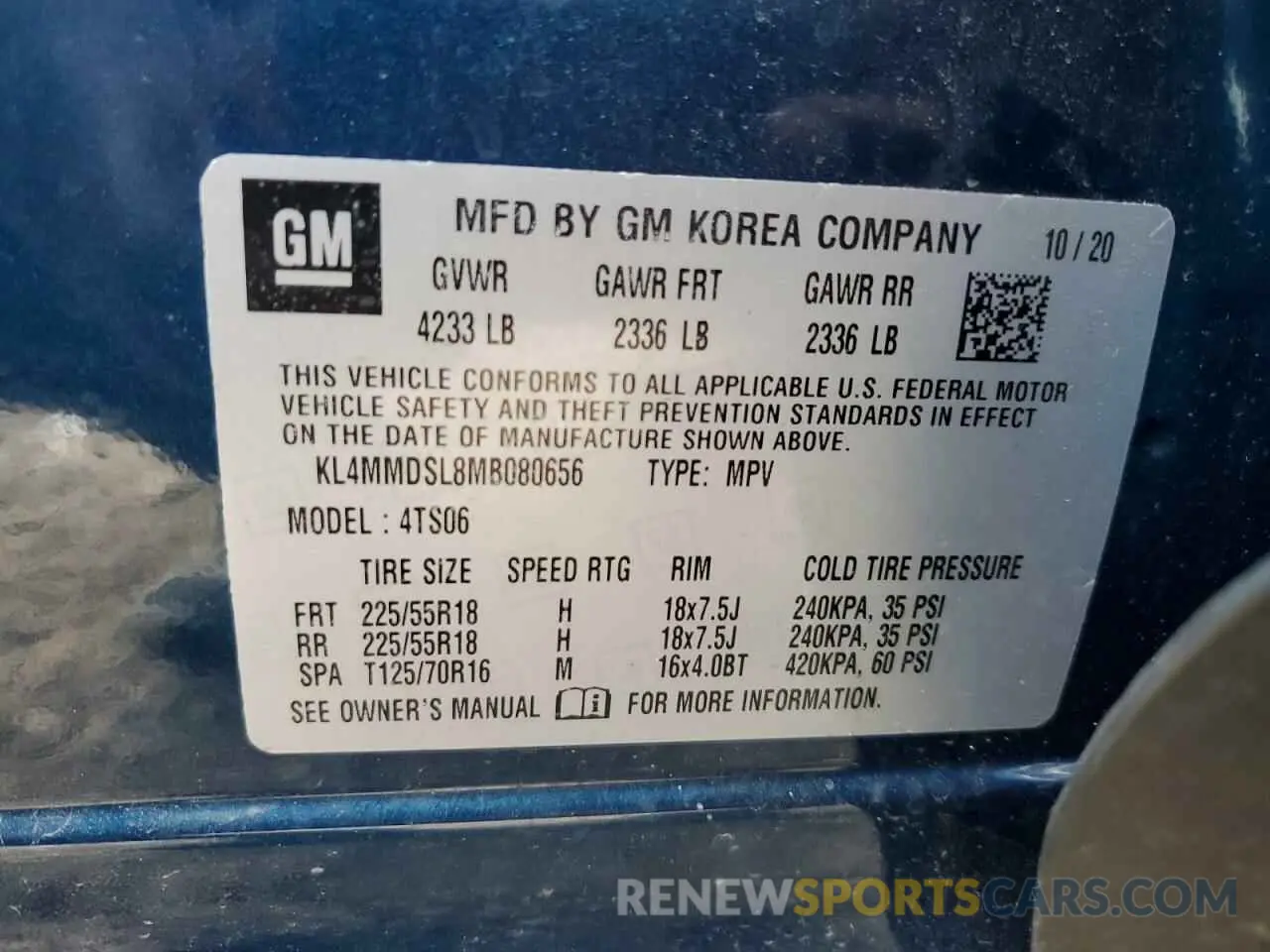 12 fotografías del automóvil dañado KL4MMDSL8MB080656 BUICK ENCORE 2021