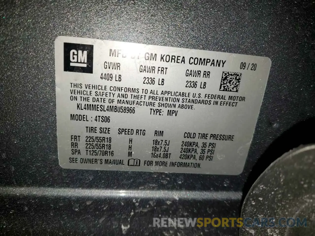 12 fotografías del automóvil dañado KL4MMESL4MB058966 BUICK ENCORE 2021