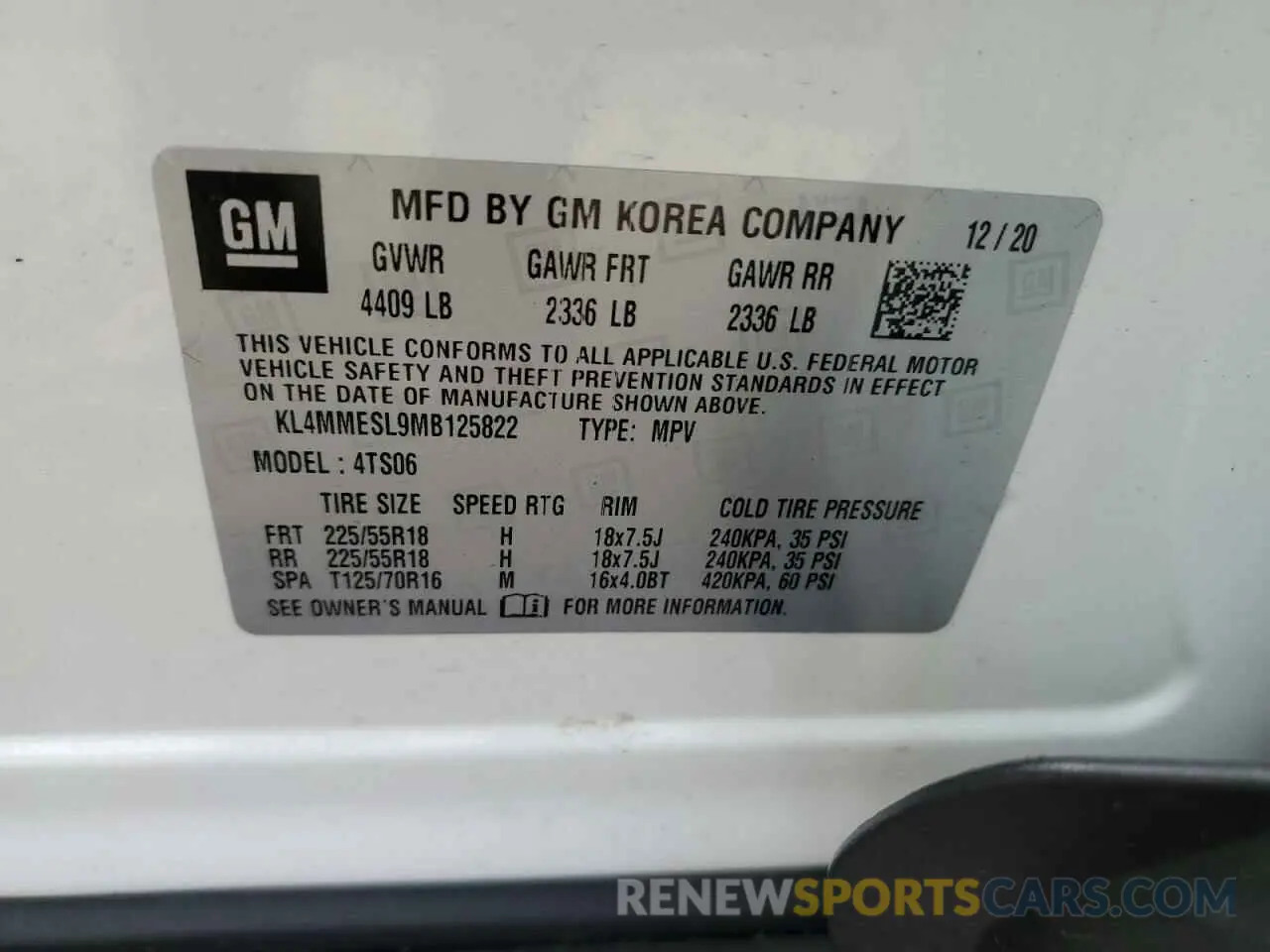13 fotografías del automóvil dañado KL4MMESL9MB125822 BUICK ENCORE 2021