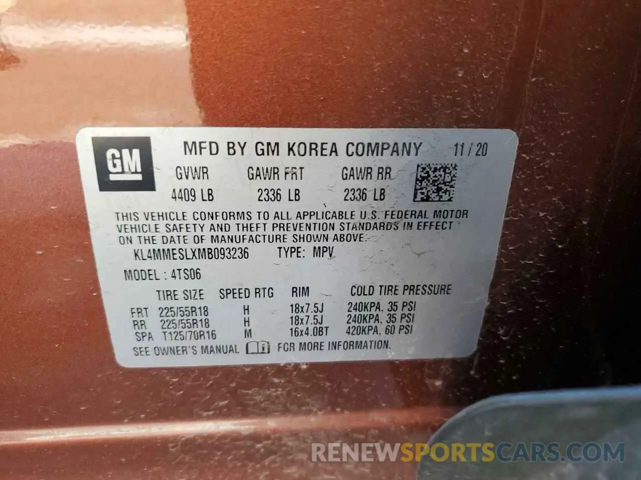 13 fotografías del automóvil dañado KL4MMESLXMB093236 BUICK ENCORE 2021
