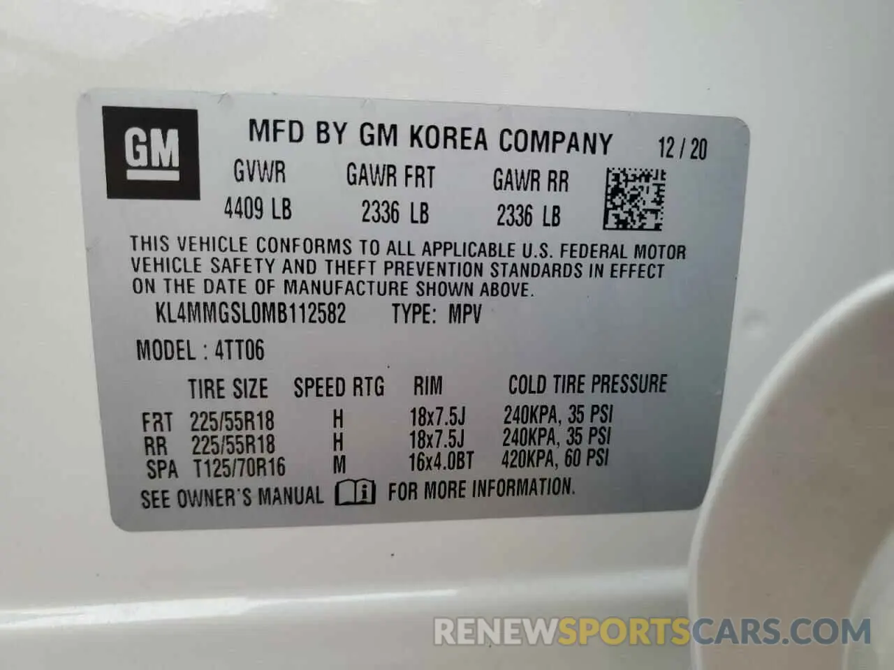 15 fotografías del automóvil dañado KL4MMGSL0MB112582 BUICK ENCORE 2021