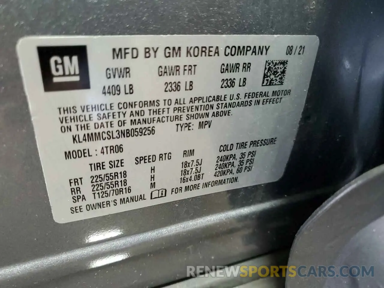 14 fotografías del automóvil dañado KL4MMCSL3NB059256 BUICK ENCORE 2022