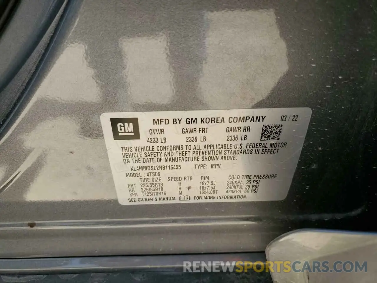 13 fotografías del automóvil dañado KL4MMDSL2NB116455 BUICK ENCORE 2022
