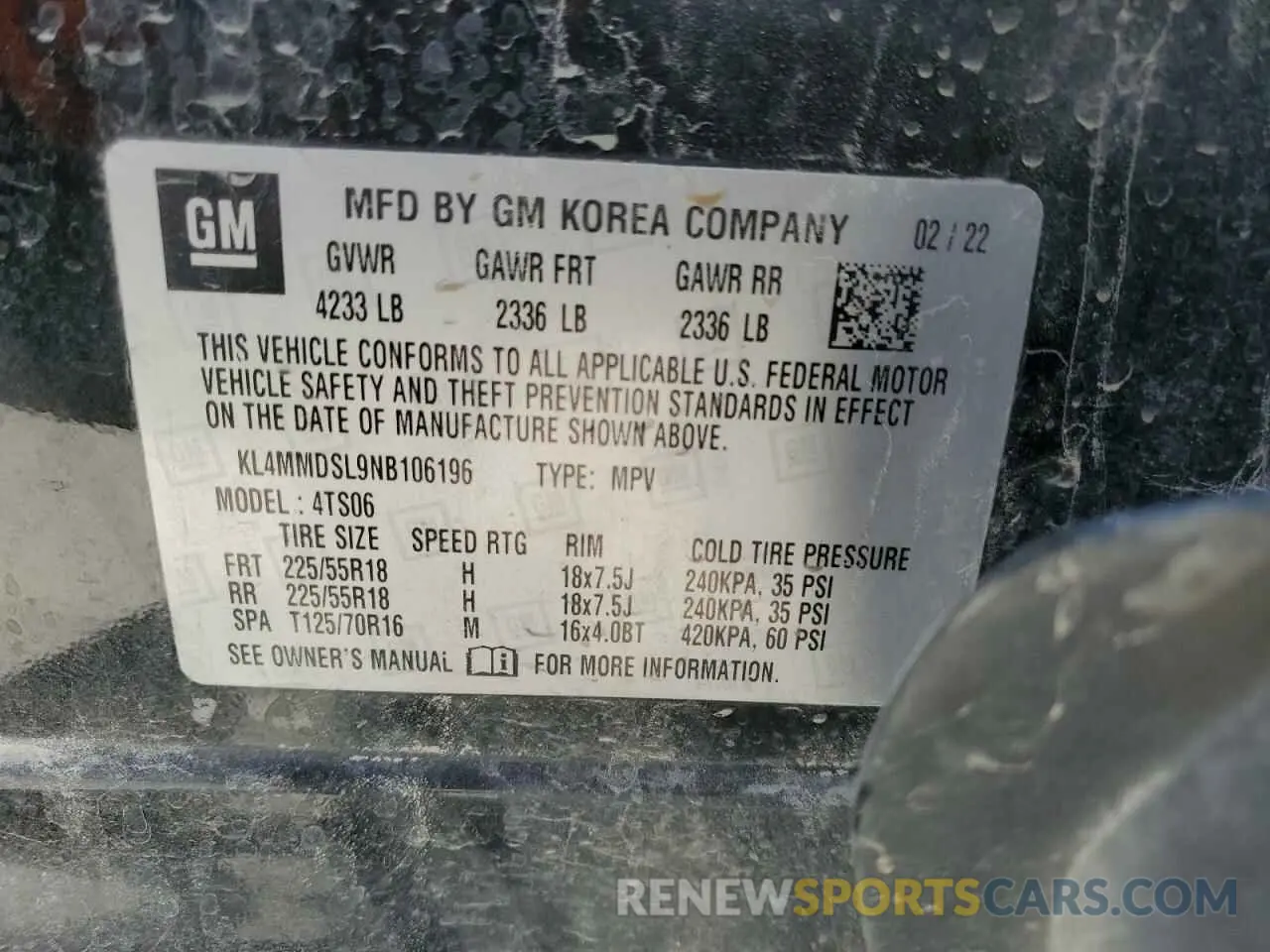 14 fotografías del automóvil dañado KL4MMDSL9NB106196 BUICK ENCORE 2022