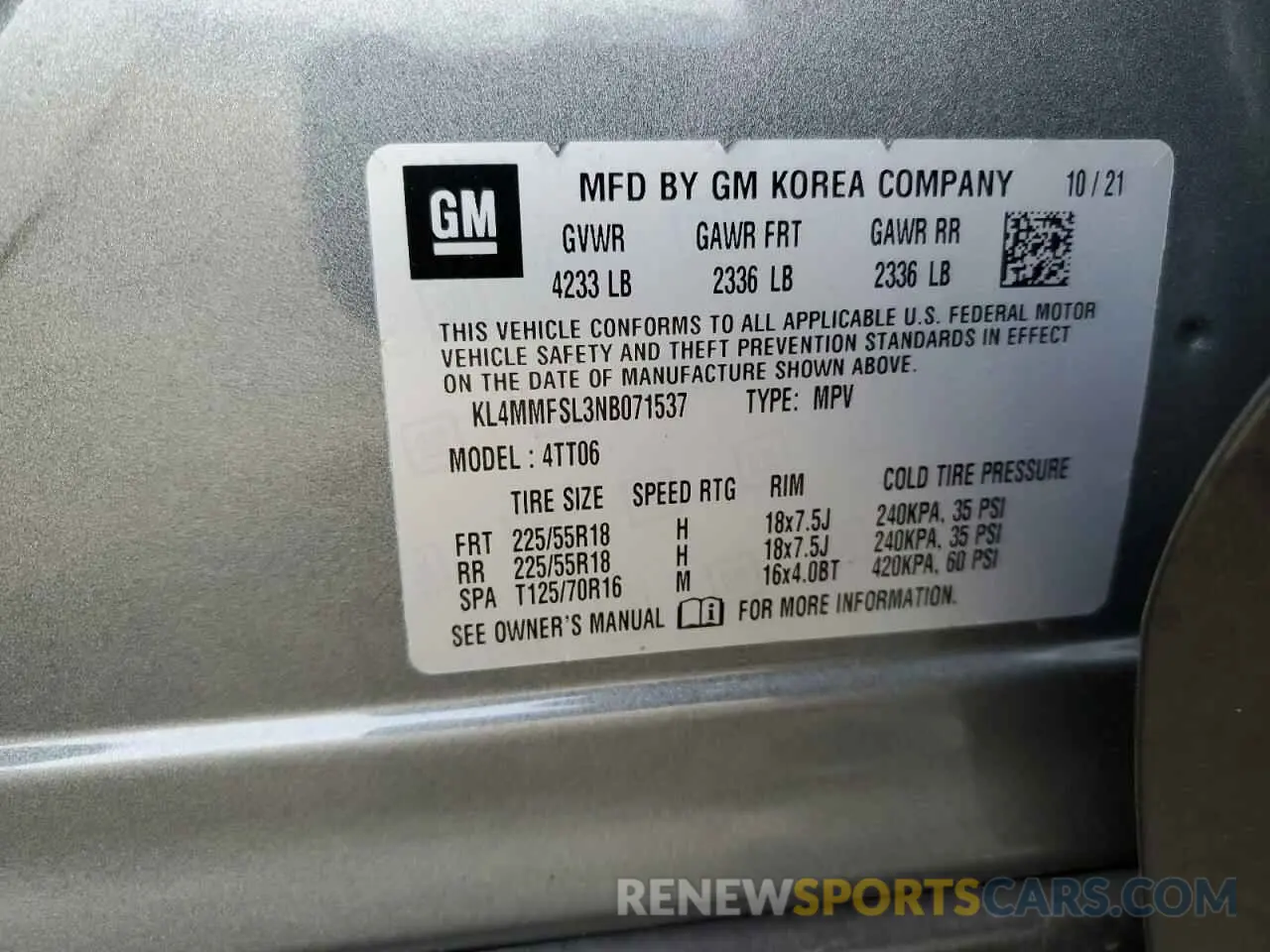 13 fotografías del automóvil dañado KL4MMFSL3NB071537 BUICK ENCORE 2022