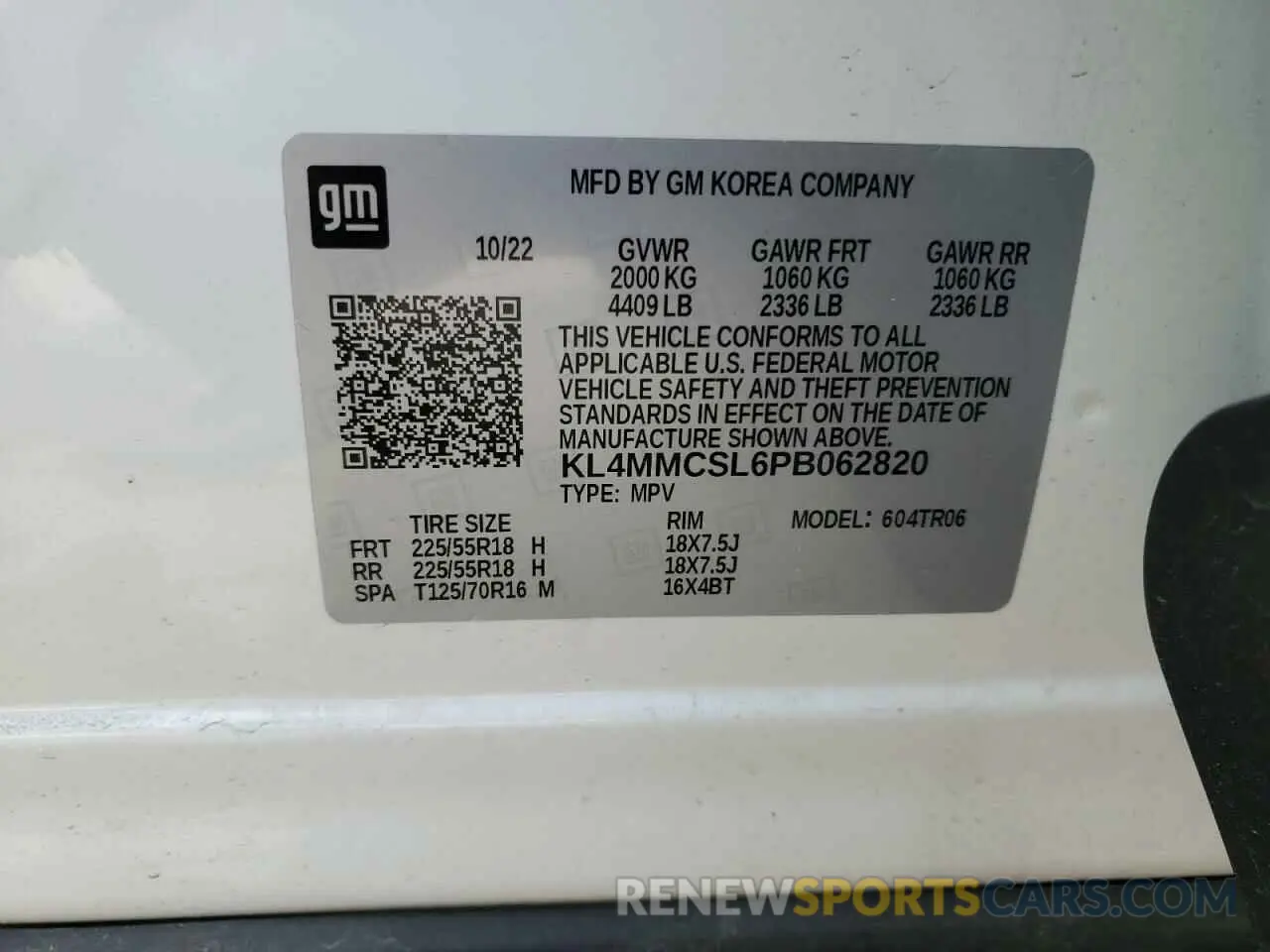 13 fotografías del automóvil dañado KL4MMCSL6PB062820 BUICK ENCORE 2023