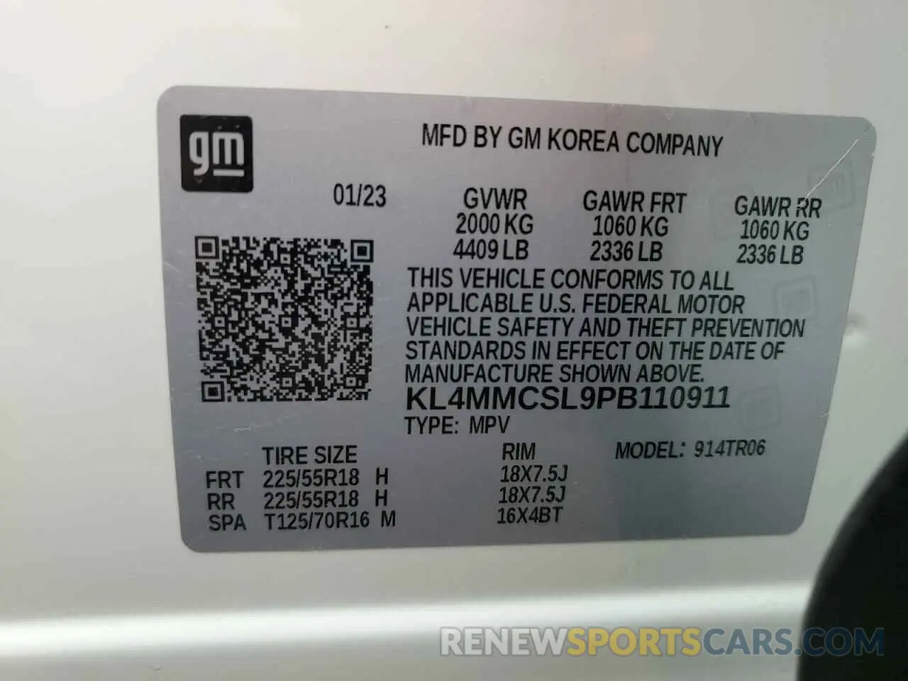 14 fotografías del automóvil dañado KL4MMCSL9PB110911 BUICK ENCORE 2023