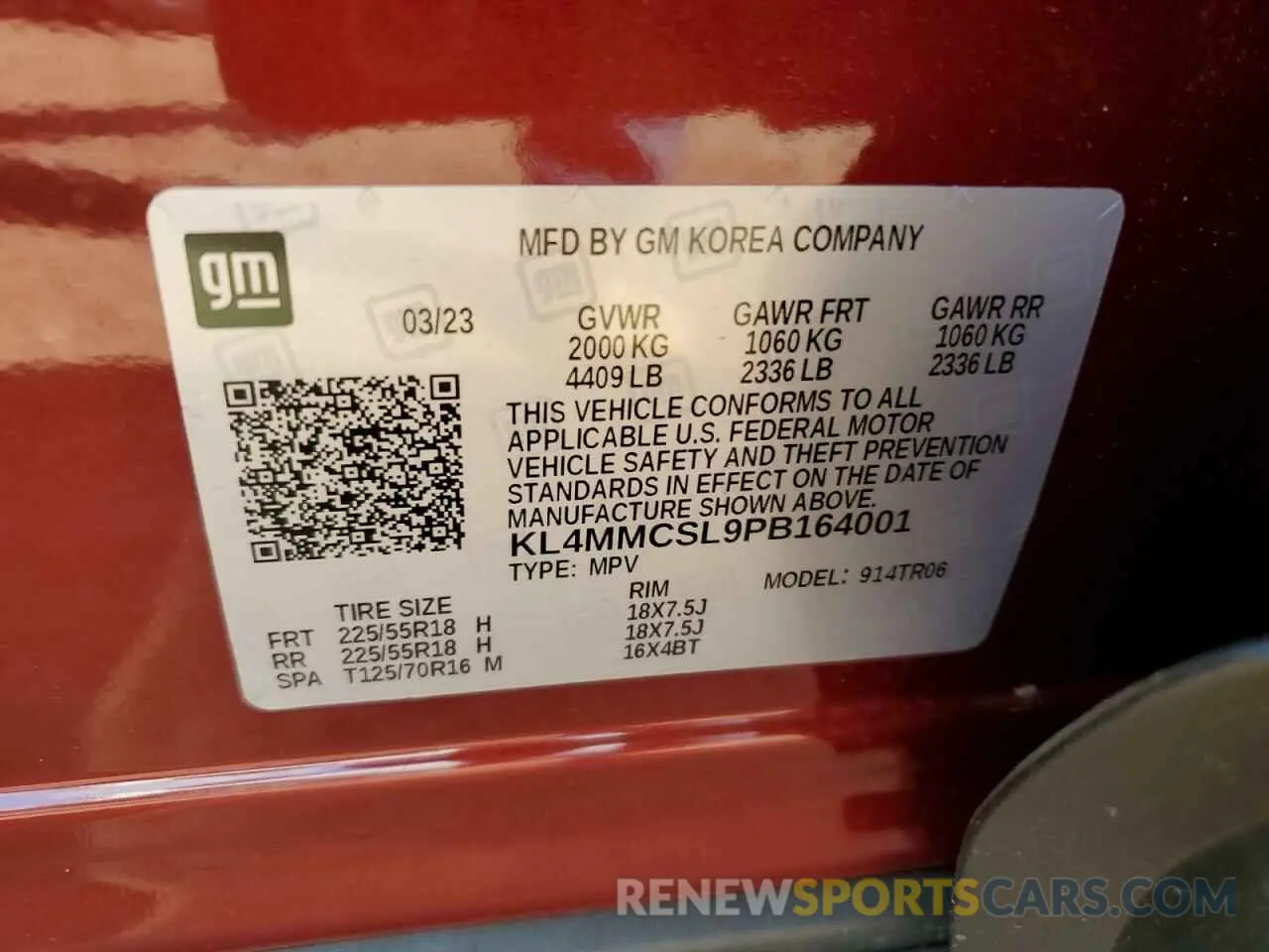 13 fotografías del automóvil dañado KL4MMCSL9PB164001 BUICK ENCORE 2023