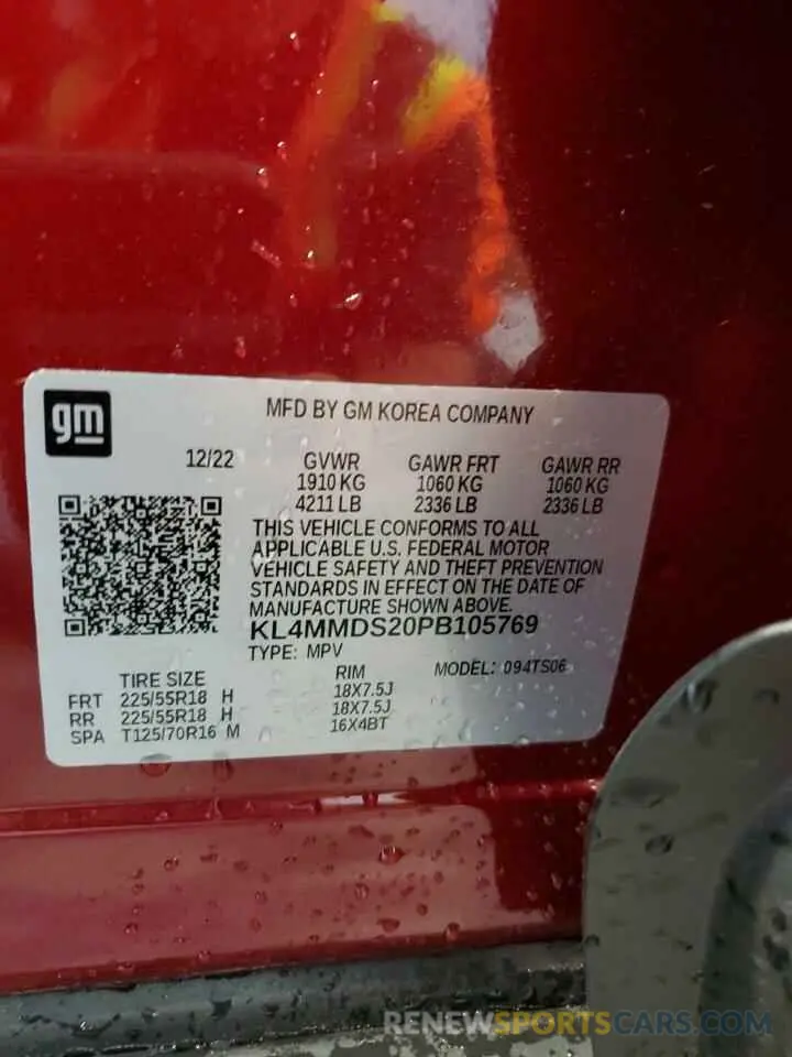 13 fotografías del automóvil dañado KL4MMDS20PB105769 BUICK ENCORE 2023