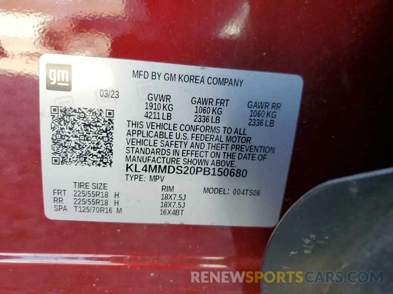 13 fotografías del automóvil dañado KL4MMDS20PB150680 BUICK ENCORE 2023