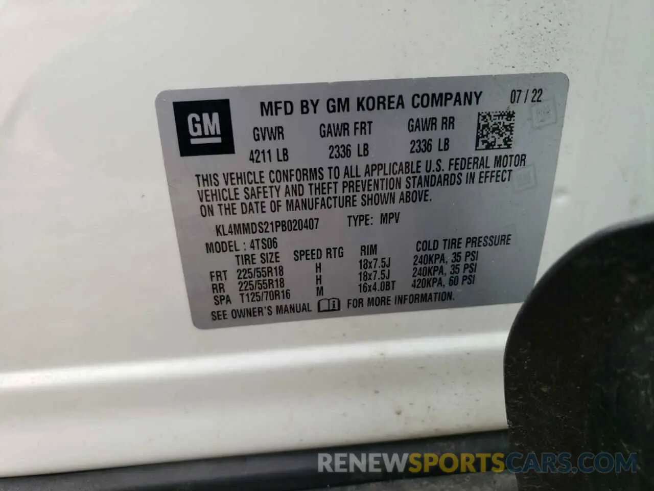 15 fotografías del automóvil dañado KL4MMDS21PB020407 BUICK ENCORE 2023
