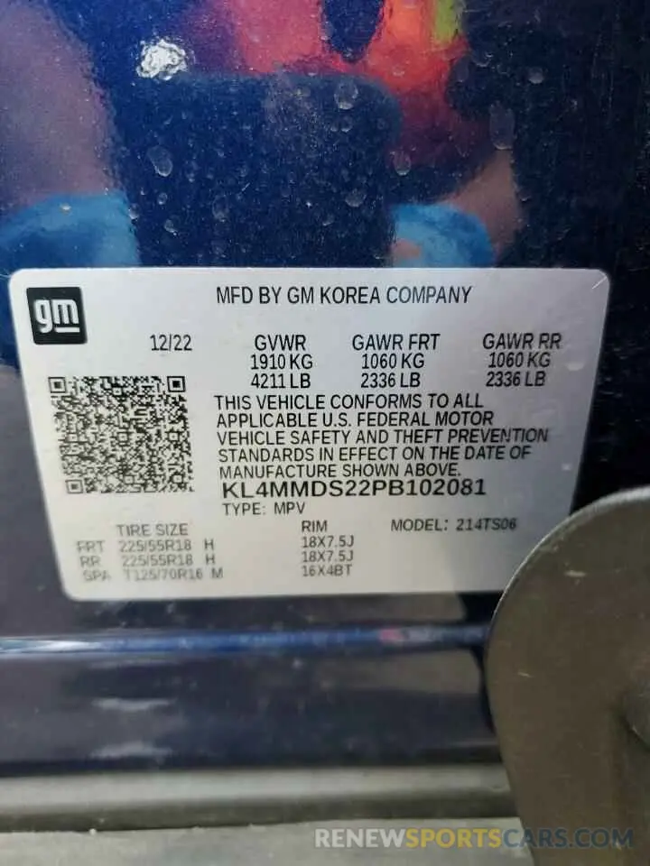 12 fotografías del automóvil dañado KL4MMDS22PB102081 BUICK ENCORE 2023