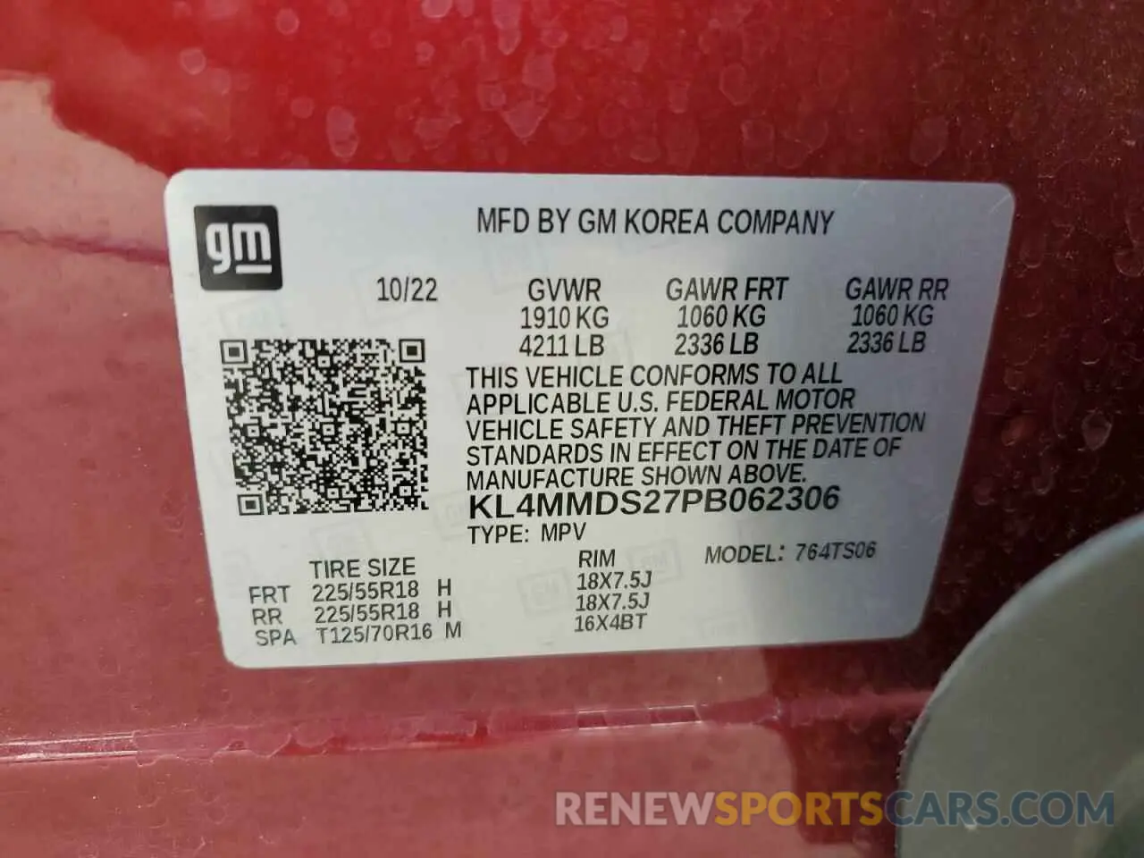 12 fotografías del automóvil dañado KL4MMDS27PB062306 BUICK ENCORE 2023