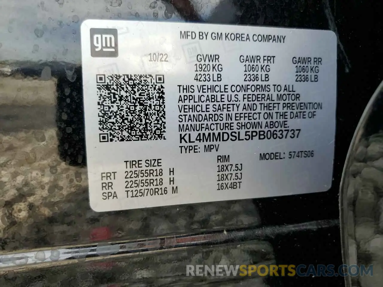 12 fotografías del automóvil dañado KL4MMDSL5PB063737 BUICK ENCORE 2023