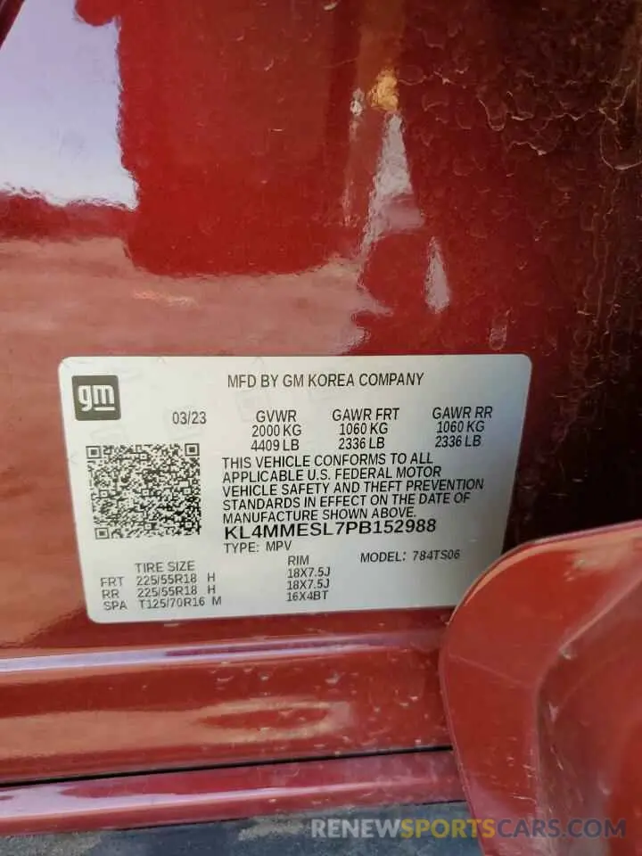 13 fotografías del automóvil dañado KL4MMESL7PB152988 BUICK ENCORE 2023