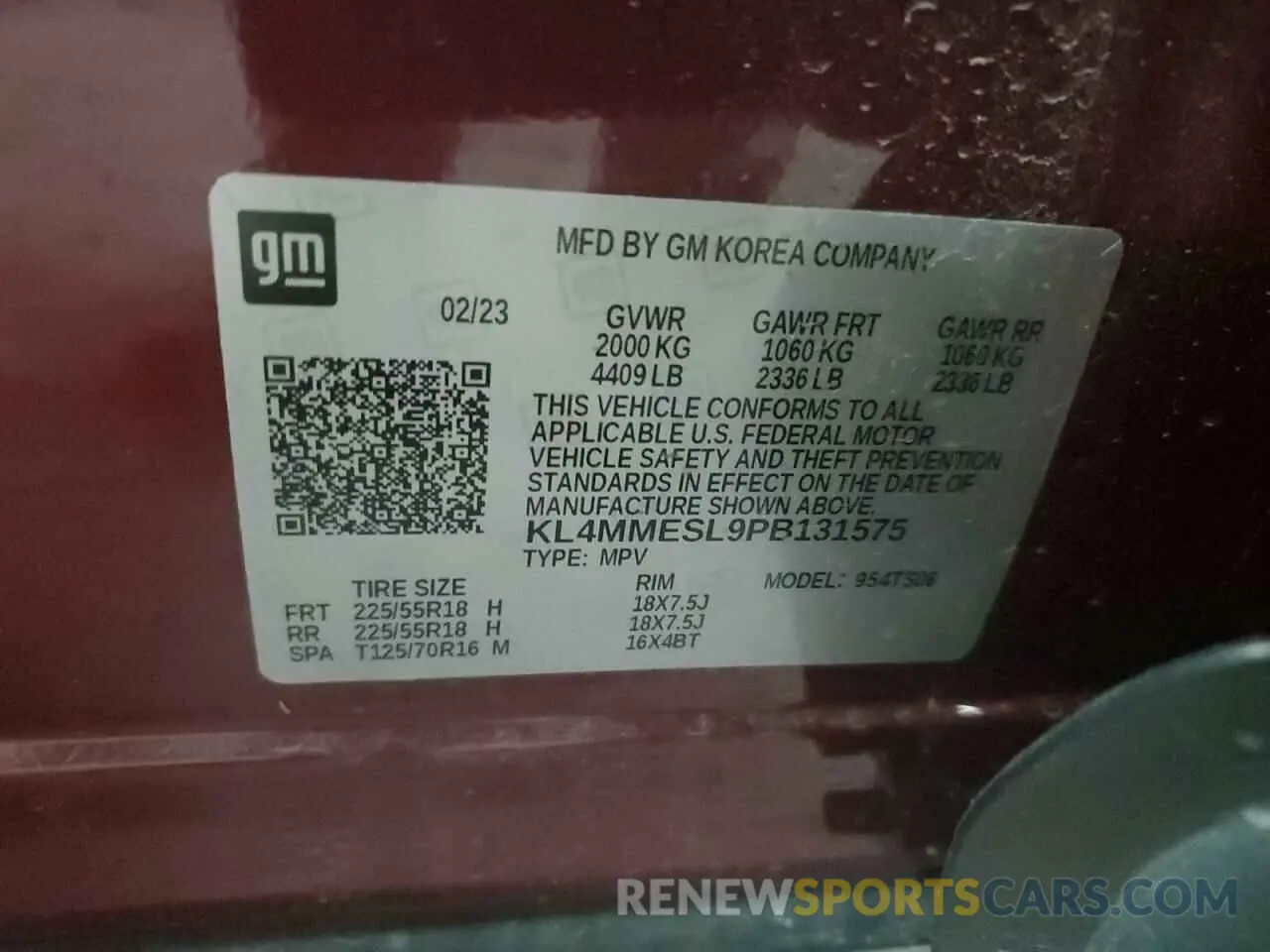 13 fotografías del automóvil dañado KL4MMESL9PB131575 BUICK ENCORE 2023