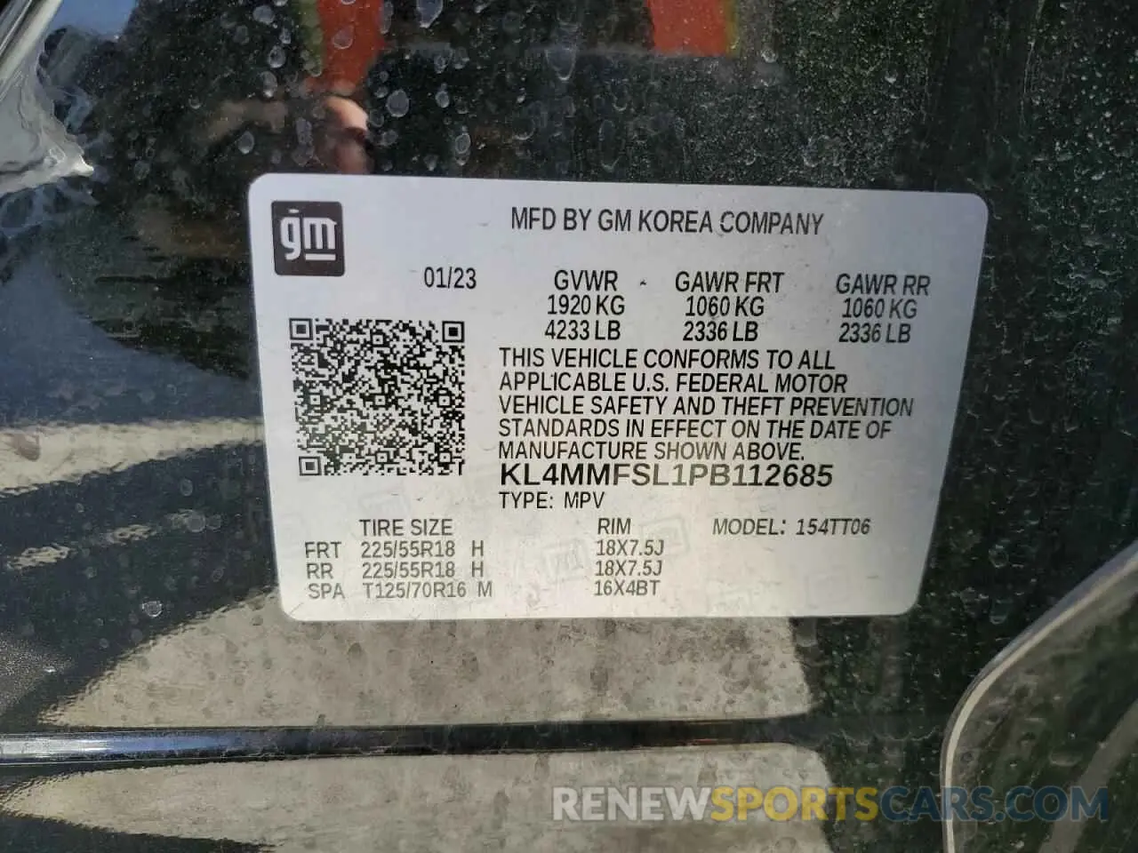 12 fotografías del automóvil dañado KL4MMFSL1PB112685 BUICK ENCORE 2023