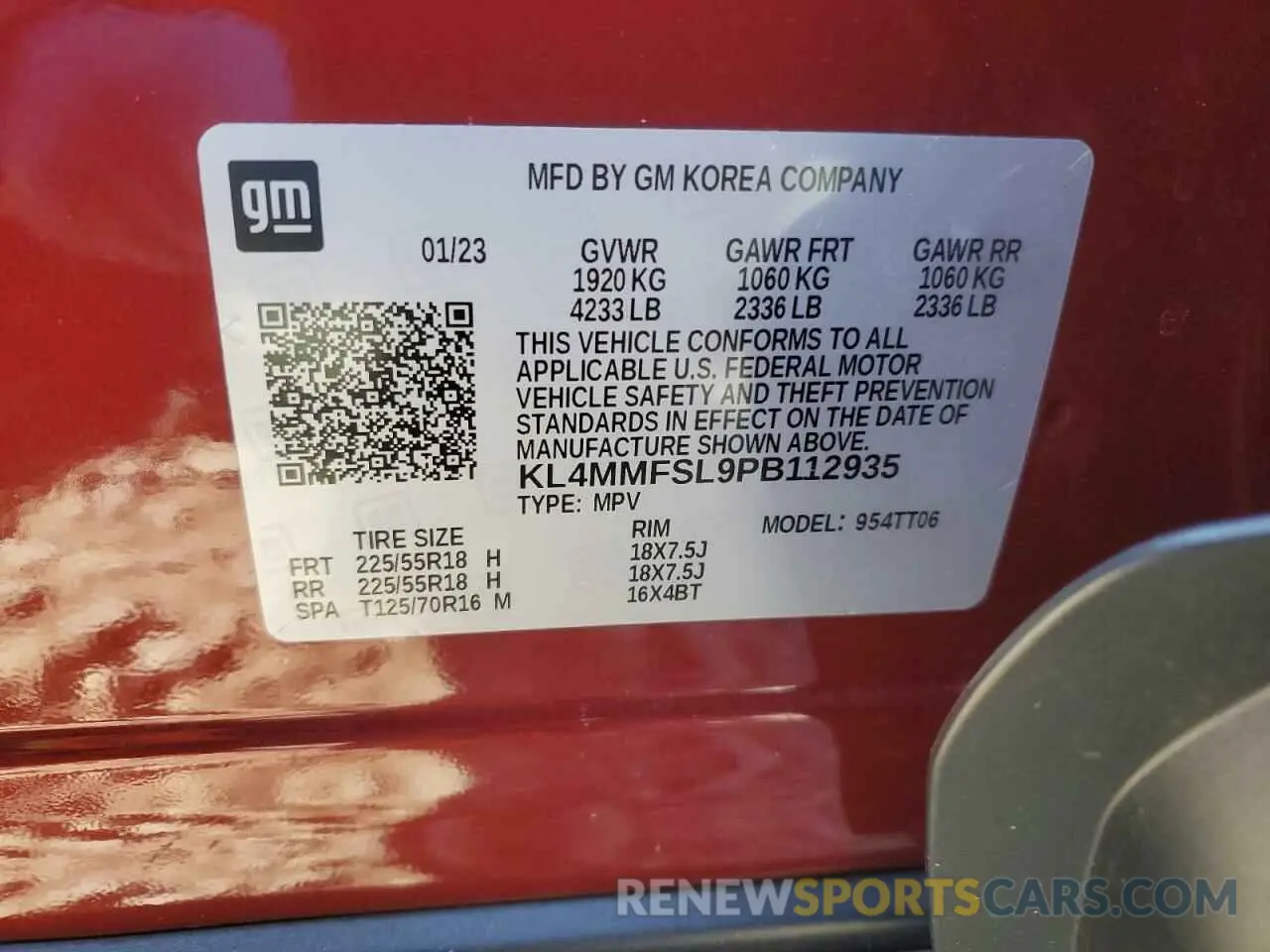 14 fotografías del automóvil dañado KL4MMFSL9PB112935 BUICK ENCORE 2023