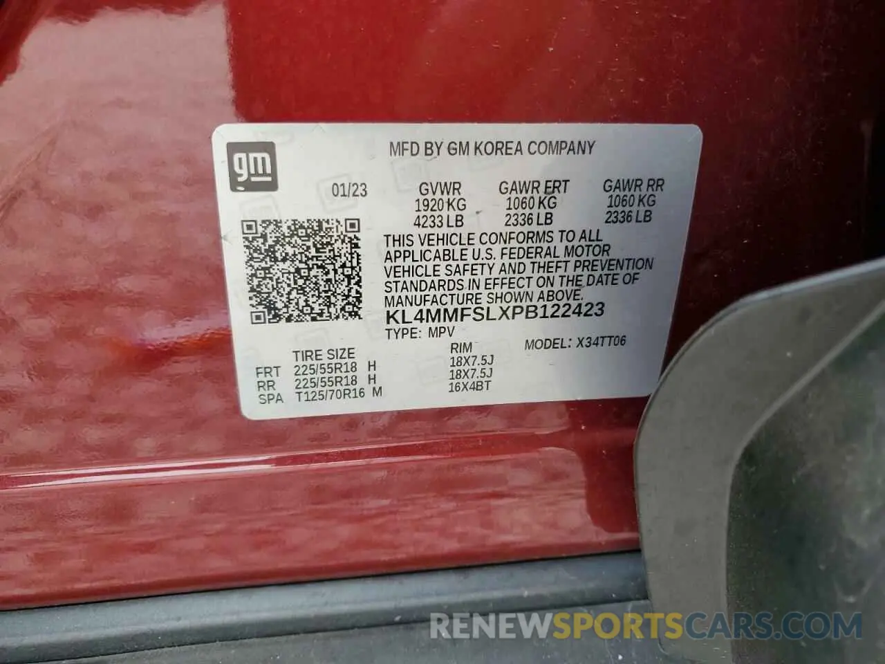 14 fotografías del automóvil dañado KL4MMFSLXPB122423 BUICK ENCORE 2023