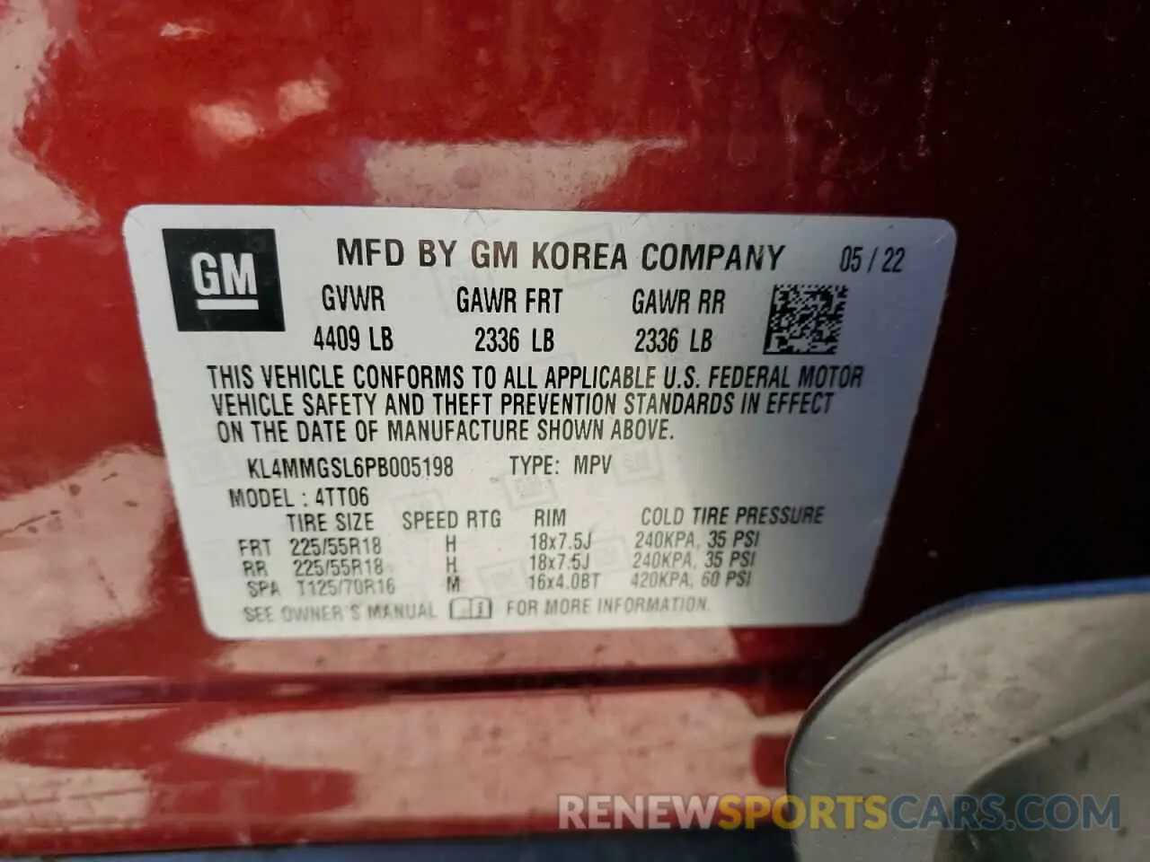 14 fotografías del automóvil dañado KL4MMGSL6PB005198 BUICK ENCORE 2023